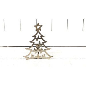 Silver metal Christmas tree taper candle holder